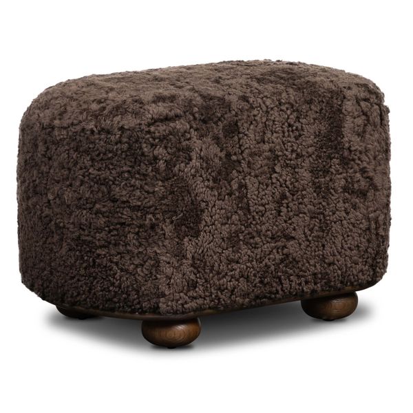 Pouf ovale Bilbury, Pelliccia Cacao