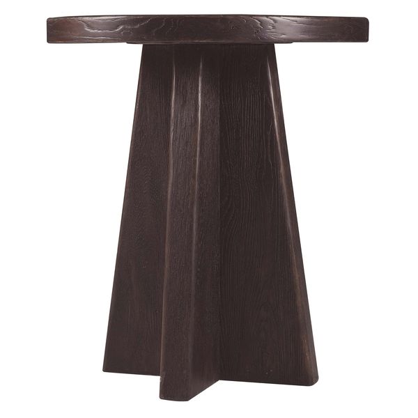 Tavolino d'angolo rotondo legno fluttuante, Legno Bruciato