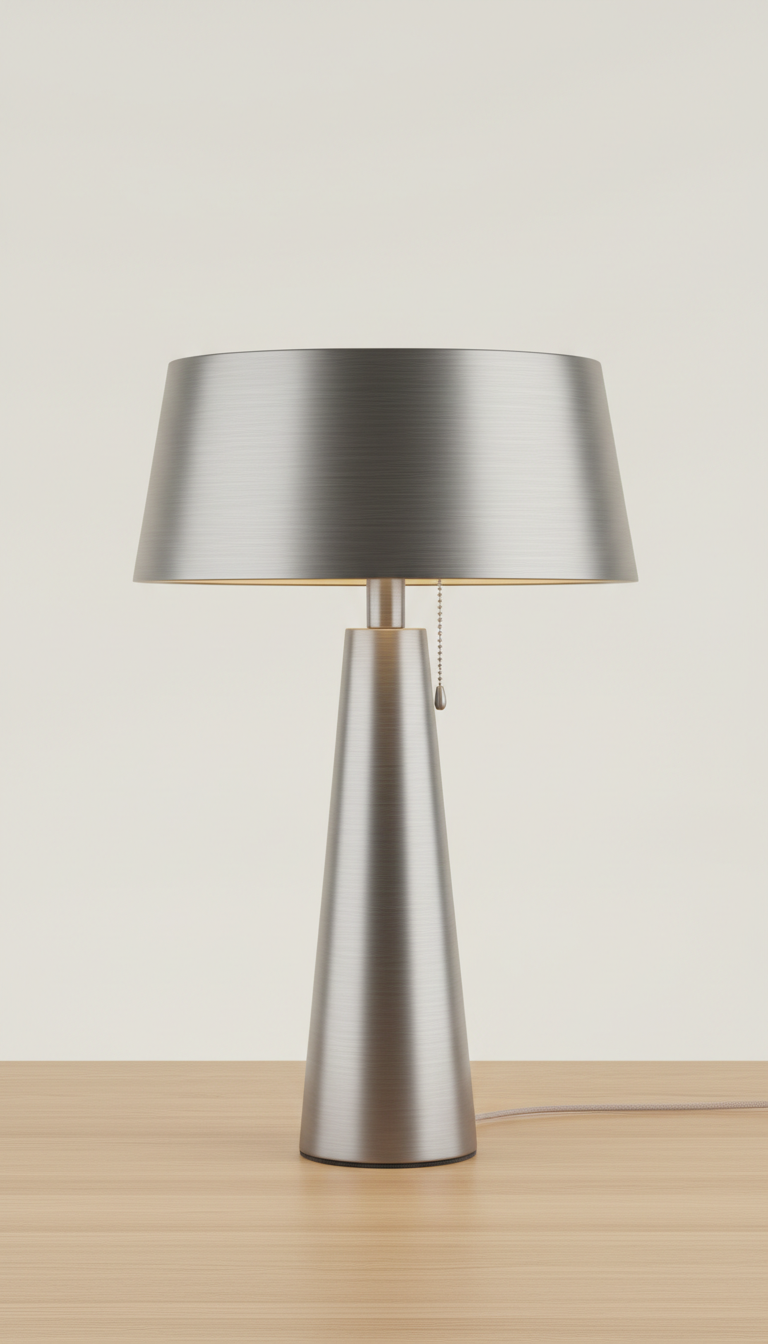 Brushed metal table lamp